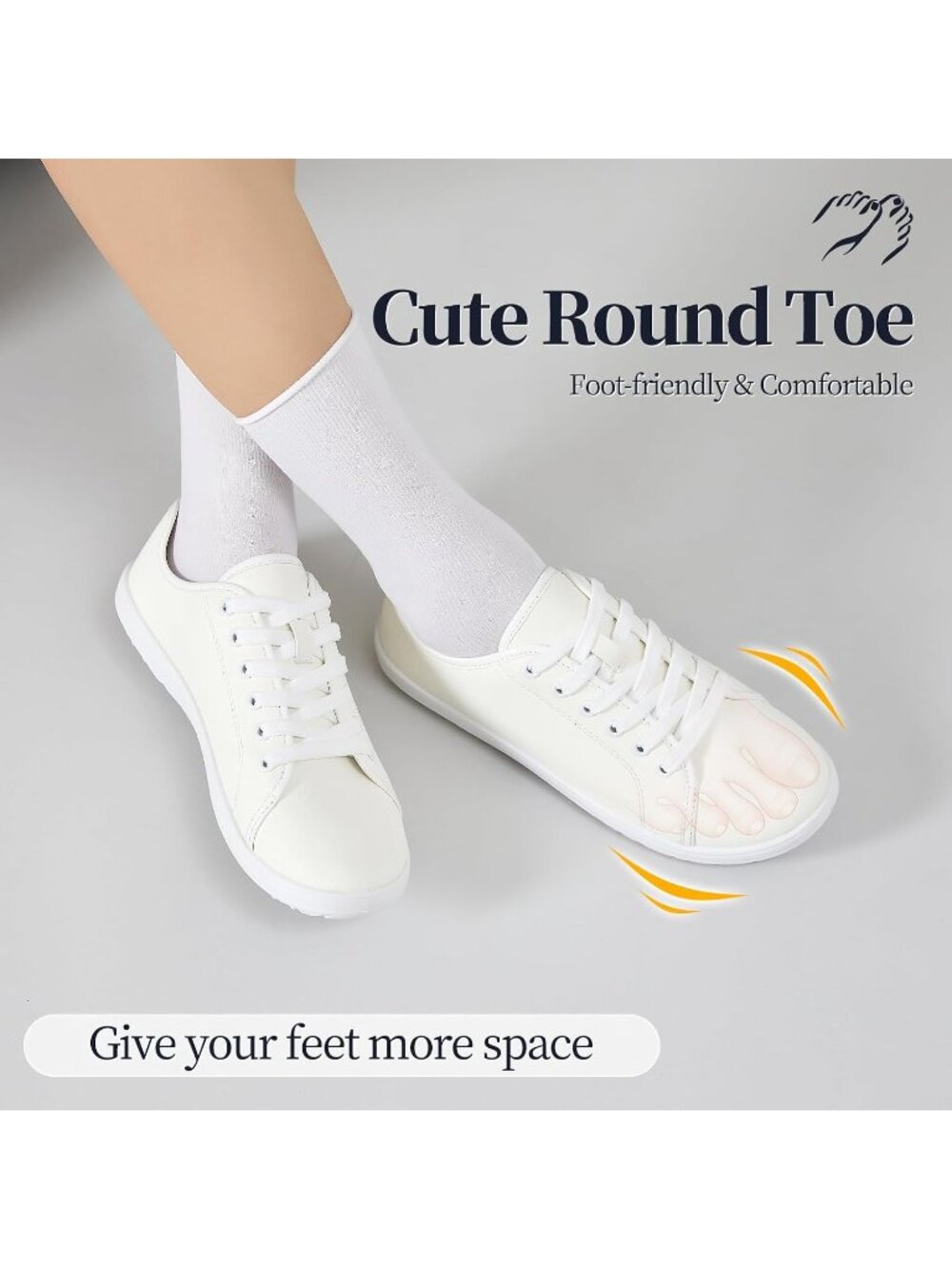 Women's Beige White Faux Leather Waterproof Thin Sole Non Slip Round Toe Sneaker - Picture 6 of 6